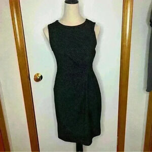 Banana Republic Sleeveless Dress‎ Women 4P Black White Dots Knee Length Puckered